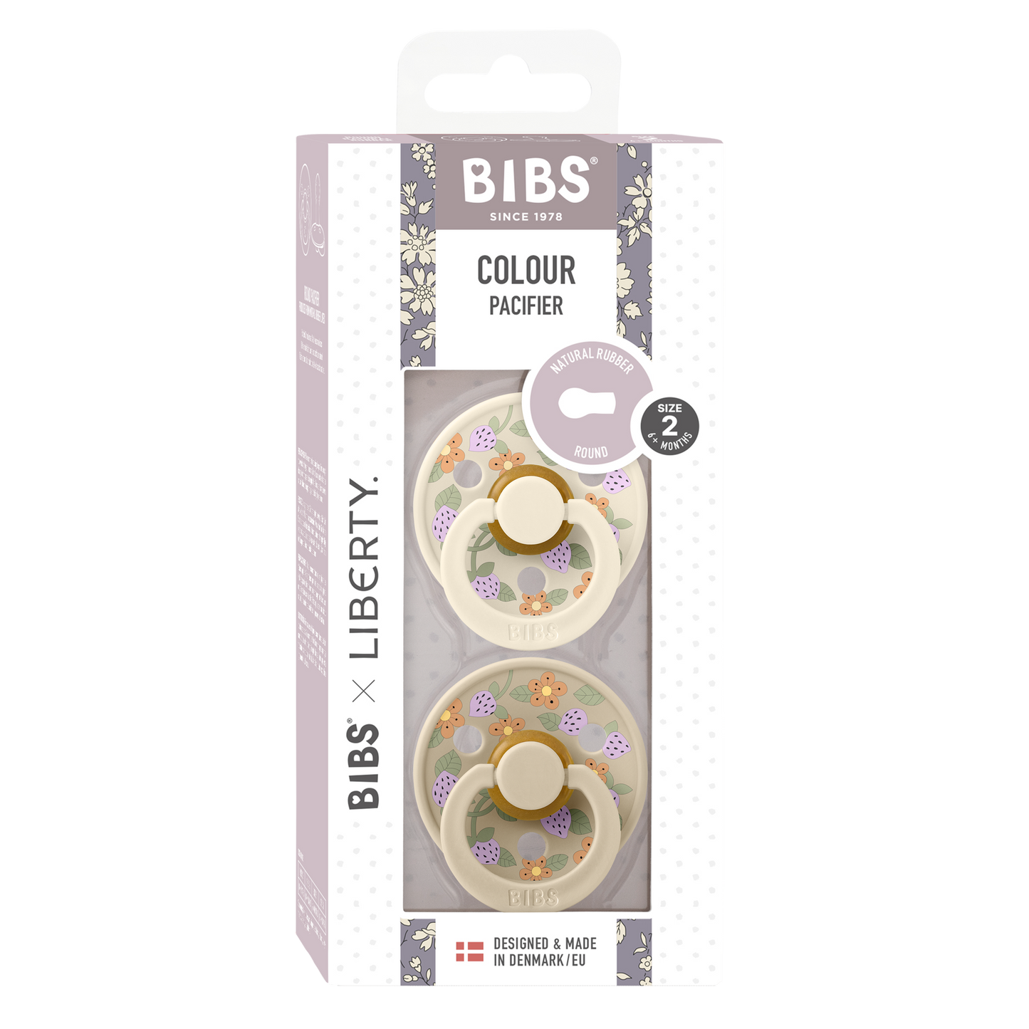 BIBS x LIBERTY Colour 2 Pack Strawberries and Cream – Ivory Mix