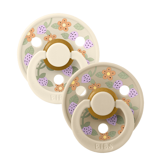 bibs strawberry pacifiers in neutral colours