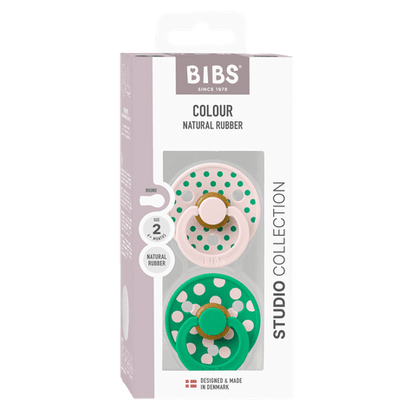 STUDIO Colour Pacifiers 2 Pack Polka - Petal/Cactus