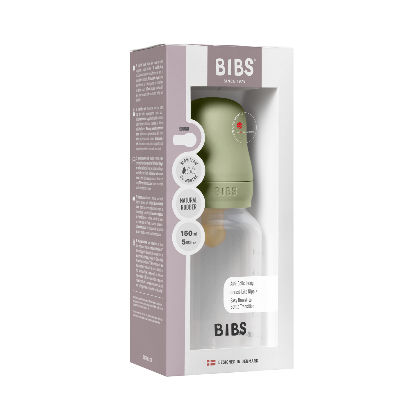 BPA-frit PP-flaskesæt til baby 150 ml Latex - Sage