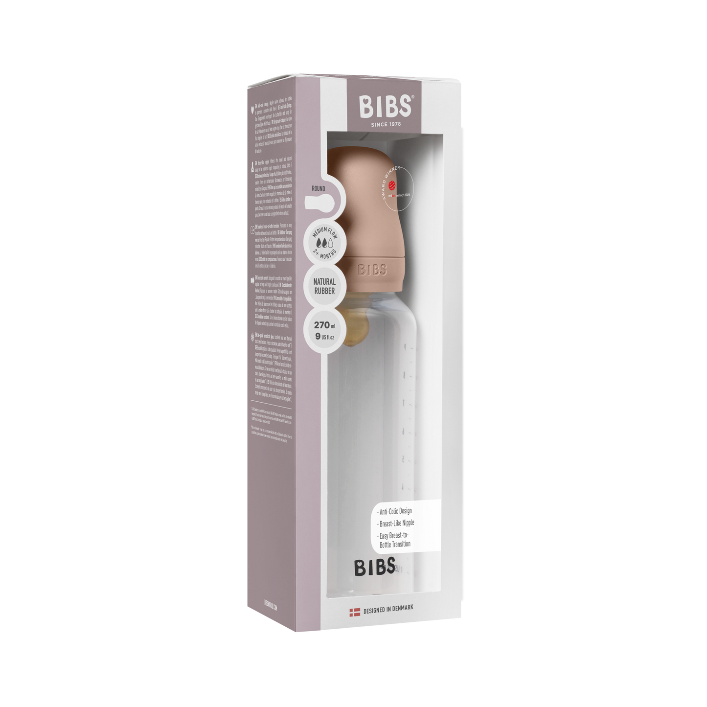 Zestaw butelek dla niemowląt z bezpiecznego dla BPA polipropylenu PP, 270 ml, lateks - Blush