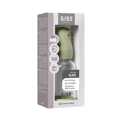 Babyglasflaschen-Set 120ml Silikon – Sage