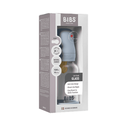Babyglasflaschen-Set 120ml Latex – Baby Blue