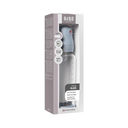 Babyglasflaschen-Set 240ml Silikon – Baby Blue