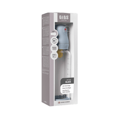 Babyglasflaschen-Set 240ml Latex – Baby Blue