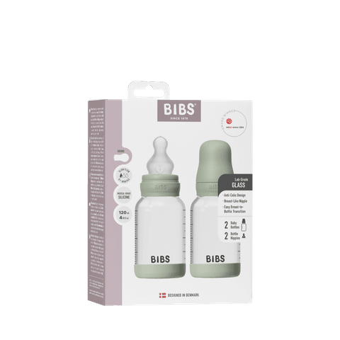 Baby-Glasflaschen-Set 120 ml, 2er-Pack, Silikon – Sage