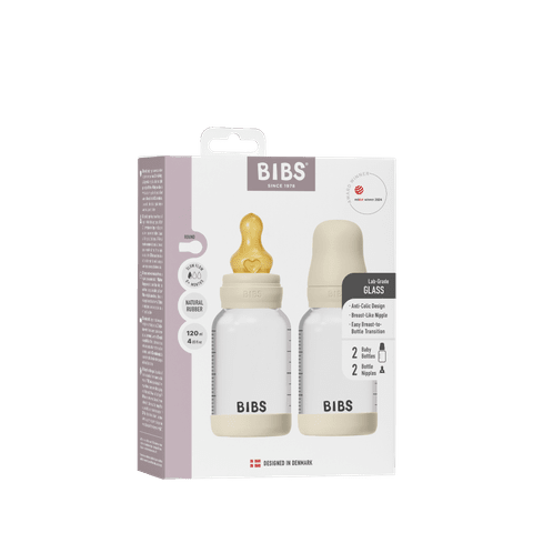 Baby-Glasflaschen-Set 120 ml, 2er-Pack, Latex – Ivory