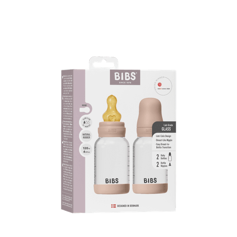 Baby-Glasflaschen-Set 120 ml, 2er-Pack, Latex – Blush