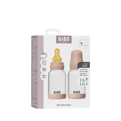 Baby-Glasflaschen-Set 120 ml, 2er-Pack, Latex – Blush