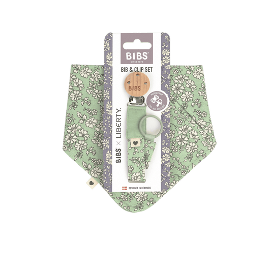 BIBS x LIBERTY Bib & Clip Set Capel - Sage - BIBS