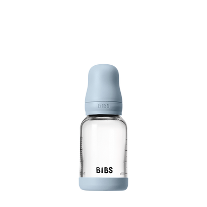 Babyglasflaschenset 120 ml, Silikon – Baby Blue