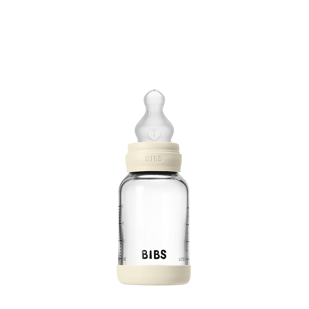 Babyglasflaschenset 120 ml, Silikon – Ivory