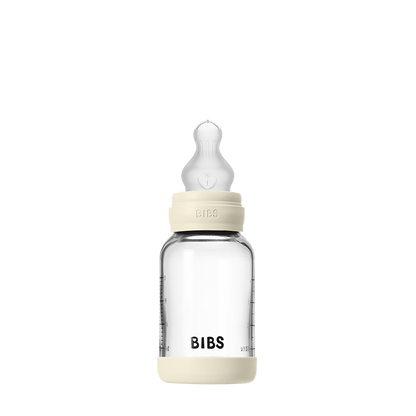 Babyglasflaschenset 120 ml, Silikon – Ivory