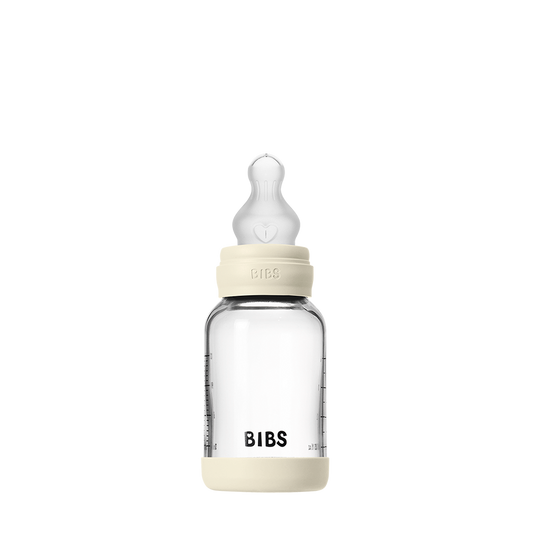Coffret biberon en verre 120 ml en silicone - Ivoire