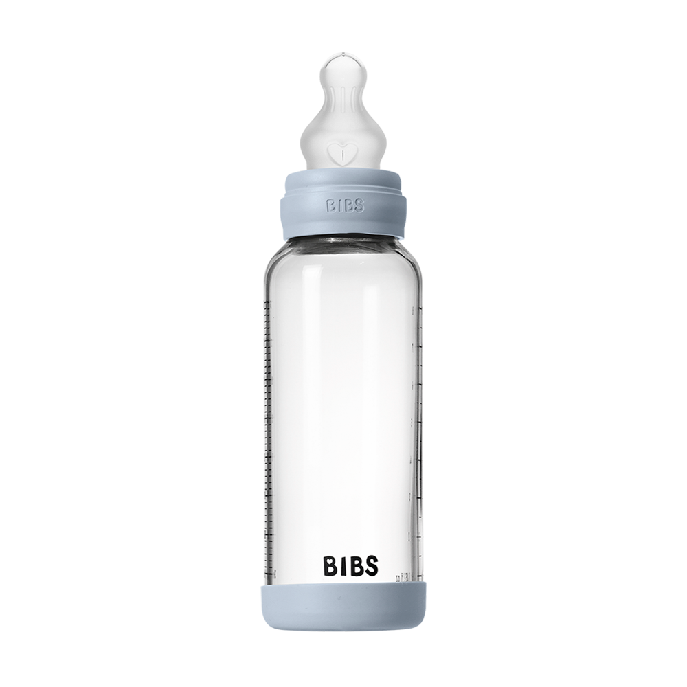 Babyglasflaschen-Set 240ml Silikon – Baby Blue