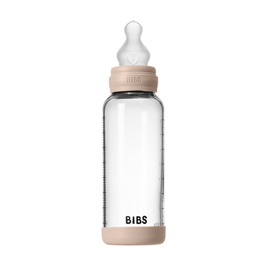 Coffret biberon en verre 240 ml en silicone - Blush