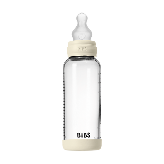 Coffret biberon en verre 240 ml en silicone - Ivoire