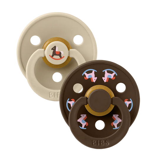 Colour Holiday Horse Pacifiers 2 Pack - Vanilla/Mocha - BIBS