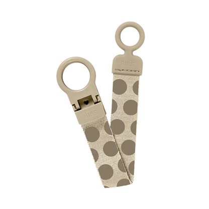 STUDIO Pacifier Clip Loop Polka - Vanilla/Dark Oak - BIBS