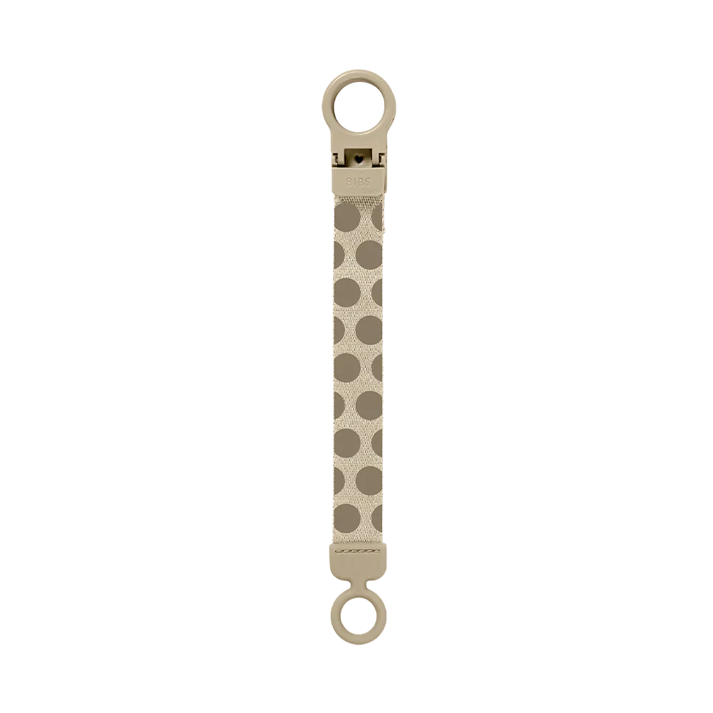 STUDIO Pacifier Clip Loop Polka - Vanilla/Dark Oak - BIBS