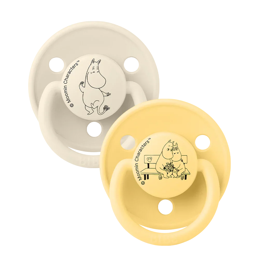 BIBS x Moomin De Lux Pacifiers 2 Pack Moomintroll - Ivory/Pale Butter - BIBS