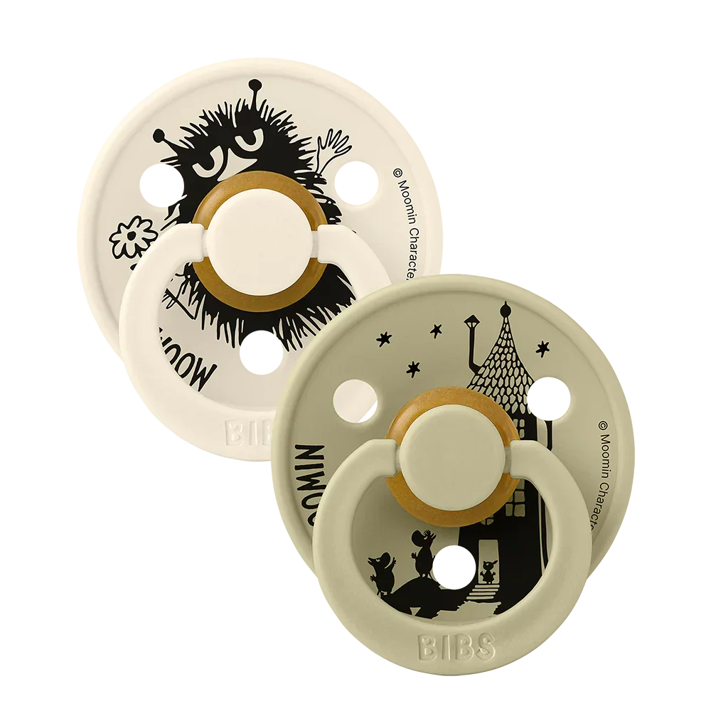 BIBS x Moomin Colour Pacifiers 2 pack Stinky - Ivory/Khaki - BIBS
